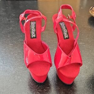 Pleaser Glossy Red Platform Heels